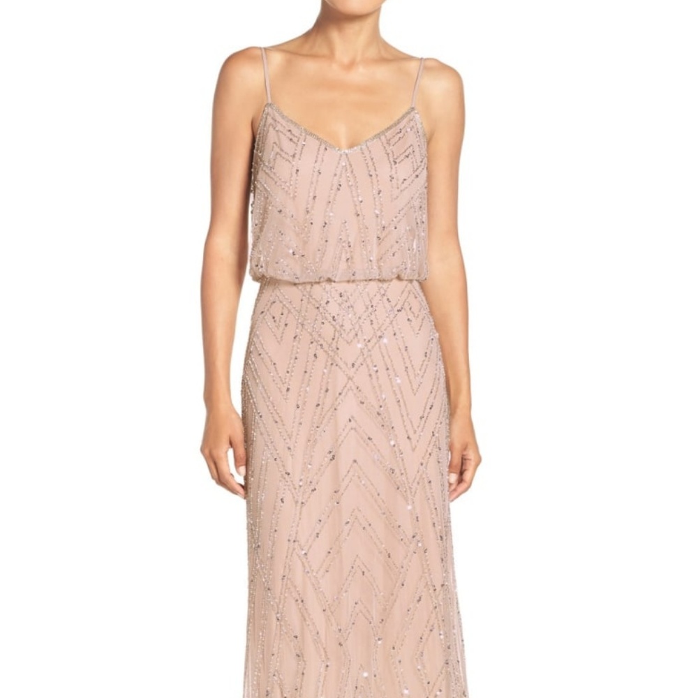 Adrianna Papell Embellished Blouson Gown - Blush